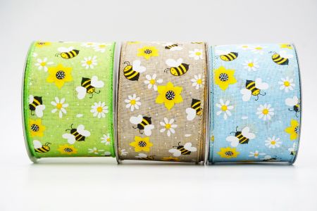 Ruban de collection Printemps Fleur avec abeilles_KF7564